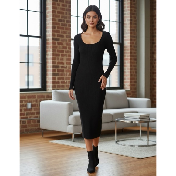 H&M Dresses & Skirts - H&M Rib knit black long sleeve dress NWT
